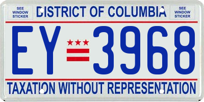 DC license plate EY3968