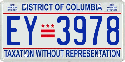 DC license plate EY3978