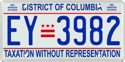 DC license plate EY3982