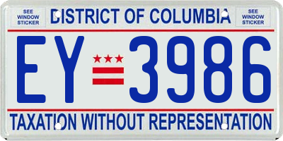 DC license plate EY3986