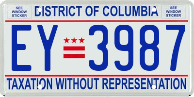 DC license plate EY3987