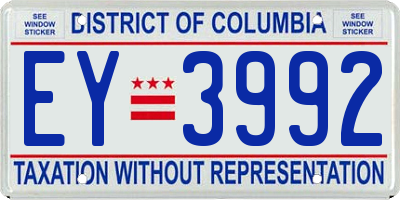 DC license plate EY3992