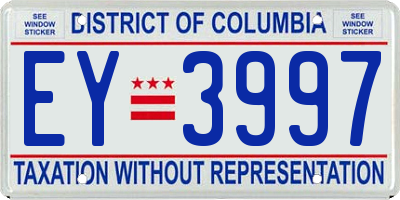 DC license plate EY3997