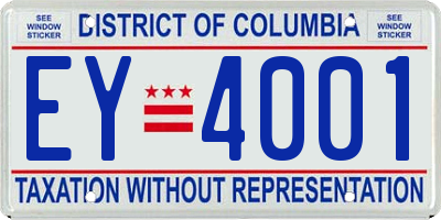 DC license plate EY4001