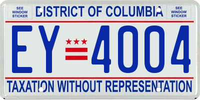 DC license plate EY4004