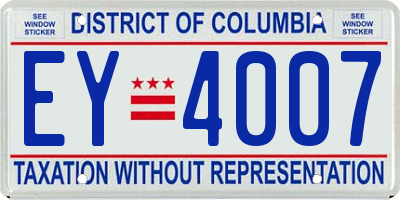 DC license plate EY4007