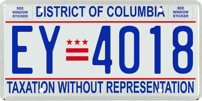 DC license plate EY4018