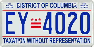 DC license plate EY4020