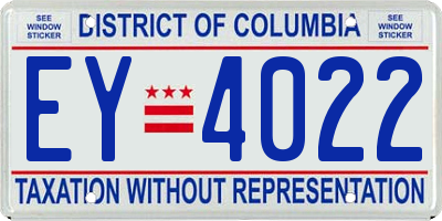 DC license plate EY4022