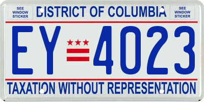 DC license plate EY4023