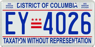 DC license plate EY4026