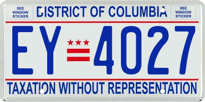 DC license plate EY4027
