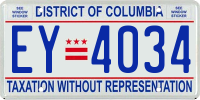 DC license plate EY4034