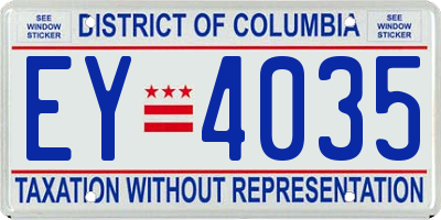DC license plate EY4035