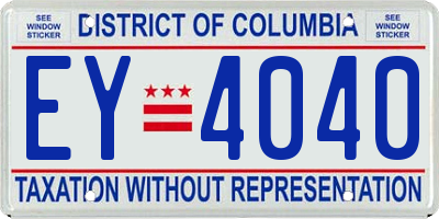 DC license plate EY4040