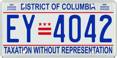 DC license plate EY4042