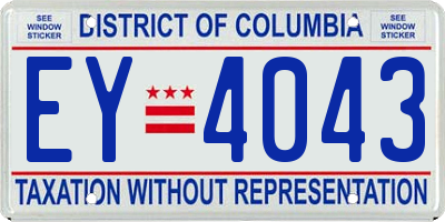 DC license plate EY4043