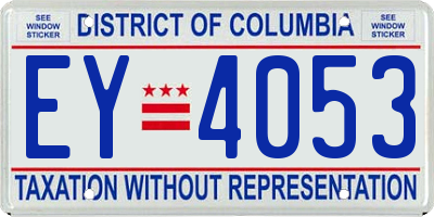 DC license plate EY4053