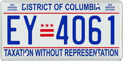 DC license plate EY4061