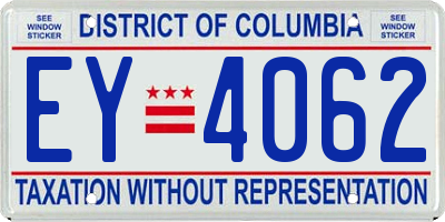 DC license plate EY4062