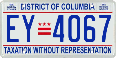 DC license plate EY4067