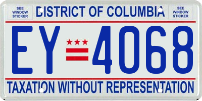 DC license plate EY4068