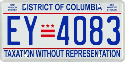 DC license plate EY4083