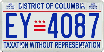 DC license plate EY4087