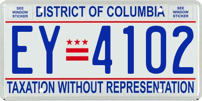 DC license plate EY4102