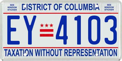 DC license plate EY4103