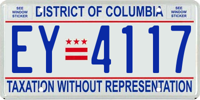 DC license plate EY4117