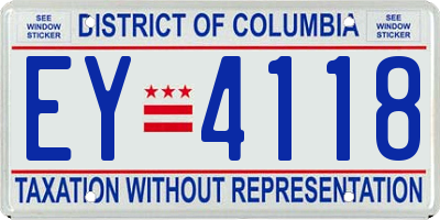 DC license plate EY4118