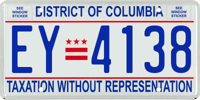 DC license plate EY4138