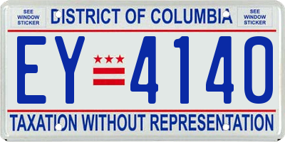 DC license plate EY4140