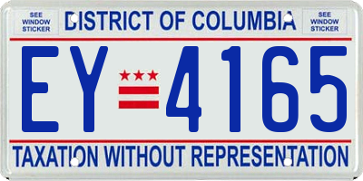 DC license plate EY4165