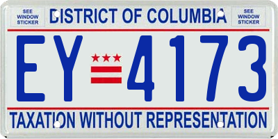 DC license plate EY4173