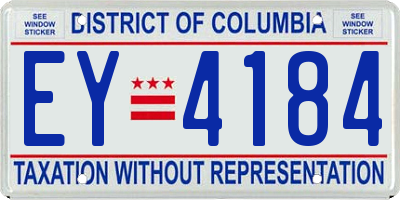 DC license plate EY4184