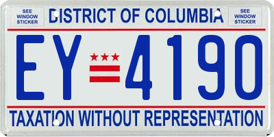 DC license plate EY4190