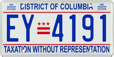 DC license plate EY4191
