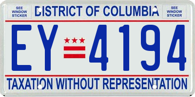 DC license plate EY4194