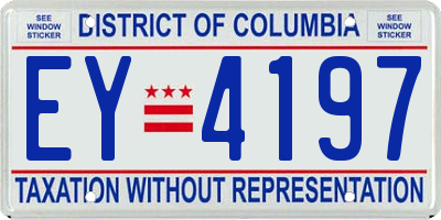 DC license plate EY4197