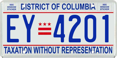 DC license plate EY4201