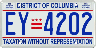 DC license plate EY4202