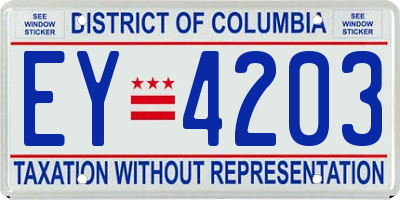 DC license plate EY4203