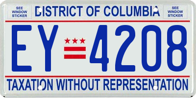 DC license plate EY4208