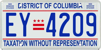 DC license plate EY4209