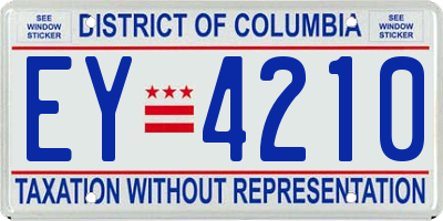DC license plate EY4210