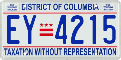 DC license plate EY4215