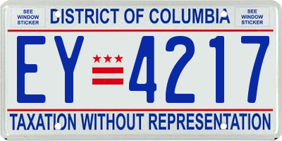 DC license plate EY4217