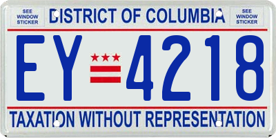 DC license plate EY4218